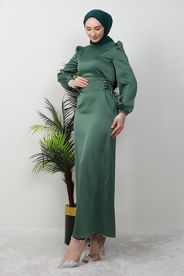 Sahra Tesettür Elbise Soft Yeşil - 5