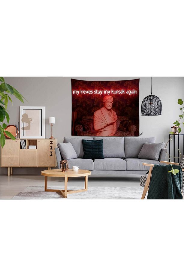 My Heves Stay My Kursak Again Yazılı Leke Tutmaz Kumaş Duvar Örtüsü Duvar Halısı Tapestry - 2