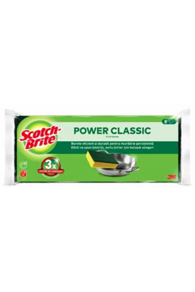 إسفنجة غسيل الأطباق الكلاسيكية العادية، عبوة من 8 قطع - 1