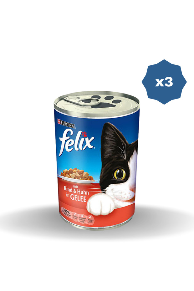 FELİX KONSERVE KEDİ MAMASI SIĞIRLI 400 GR - (3 ADET) - 1