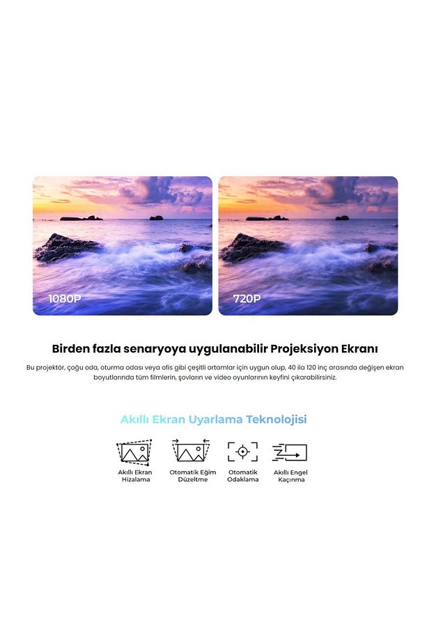 İphone-Android Görüntü Aktarım Wİ-Fİ 5gz Kablosuz 4K Desteği Otomatik Netleme Projeksiyon Cihazı - 4