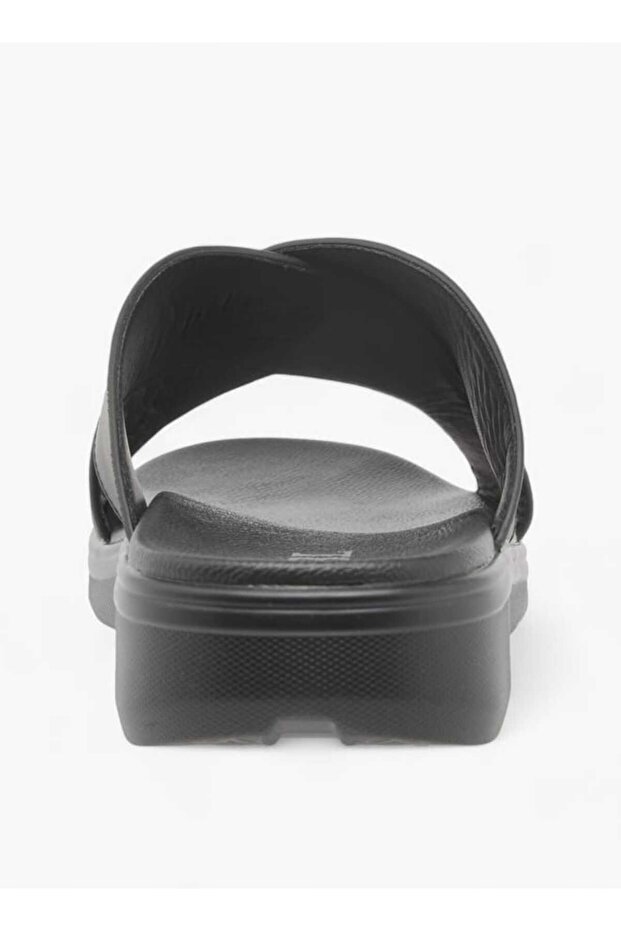 Textured Slip-On Cross Strap Sandals - 4