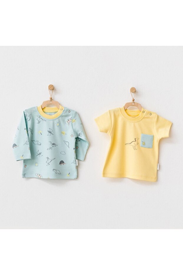 Bebek Tshırt 2 Pcs Tshırt Dınosaur Team - 1
