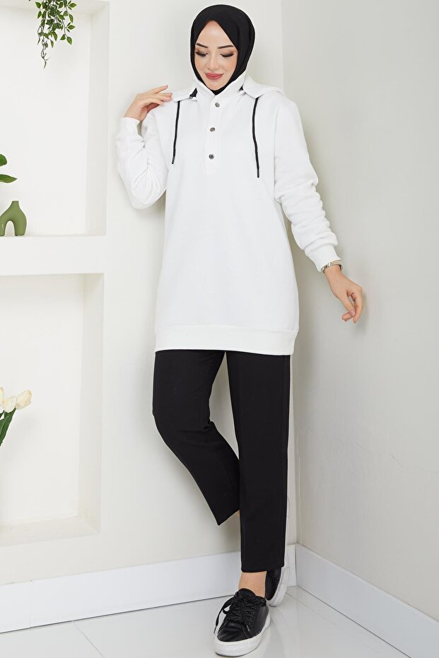 Esila Tesettür Sweat Ekru - 1