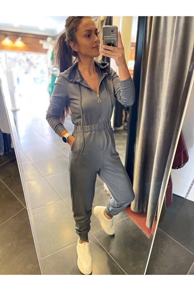 ANTRASİT KAPÜŞONLU FERMUARLI TULUM - 2