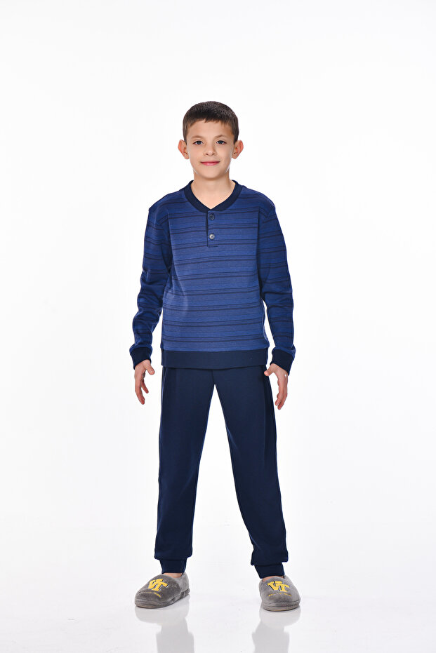 Mooncover Boys' Seasonal Cotton Interlock Pajama Set – Navy