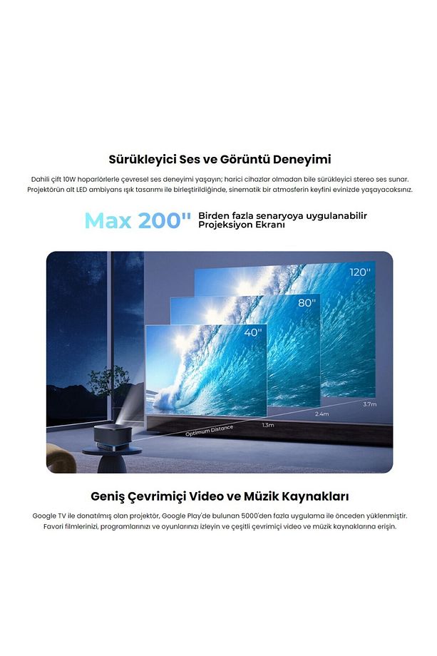 İphone-Android Görüntü Aktarım Wİ-Fİ 5gz Kablosuz 4K Desteği Otomatik Netleme Projeksiyon Cihazı - 5