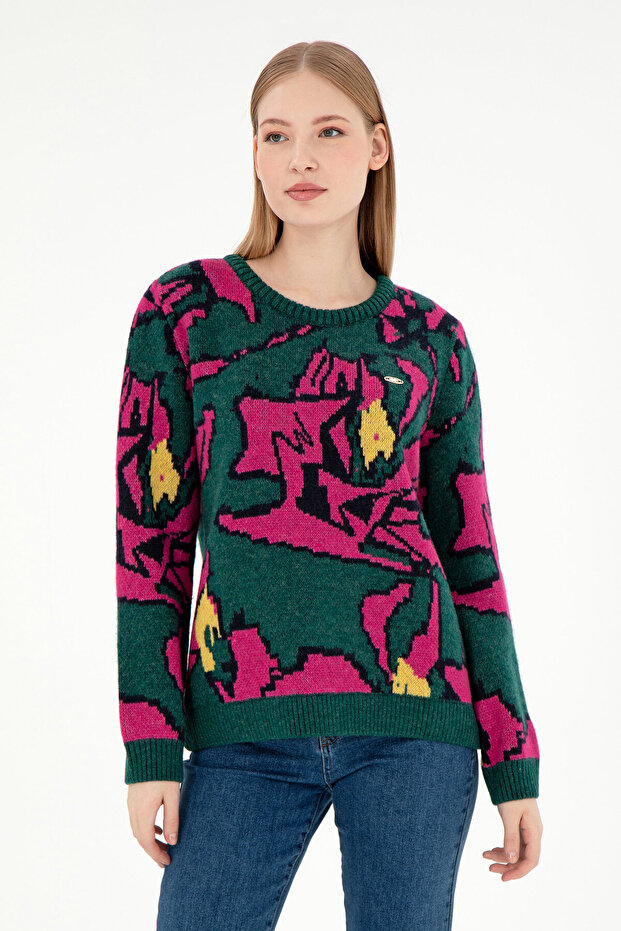 Women's Dark Green Sweater 50293016 -Vr079
