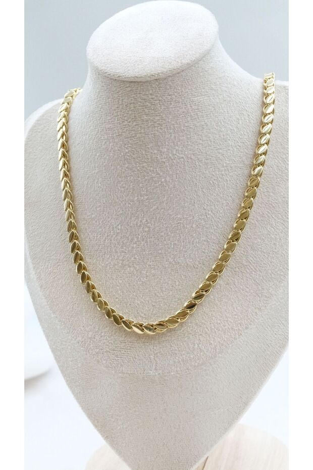 Gold Arpa Zincir Model Çelik Kolye - 1