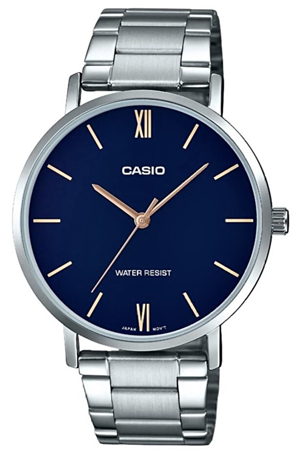 Silver Navy Blue Color Men's Wrist Watch