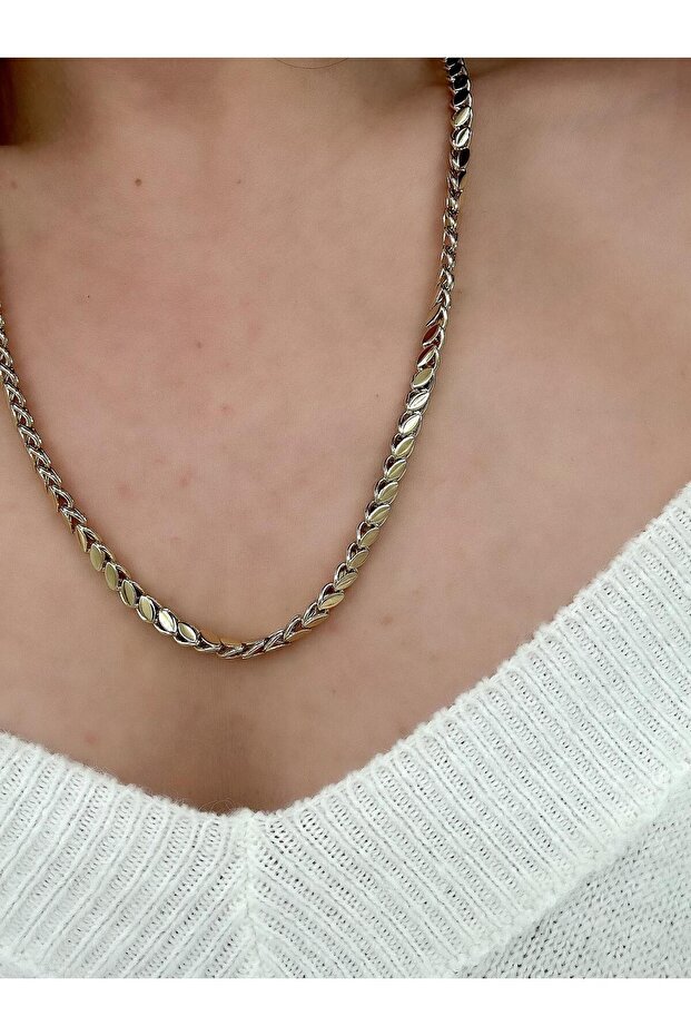 Gold Arpa Zincir Model Çelik Kolye - 2