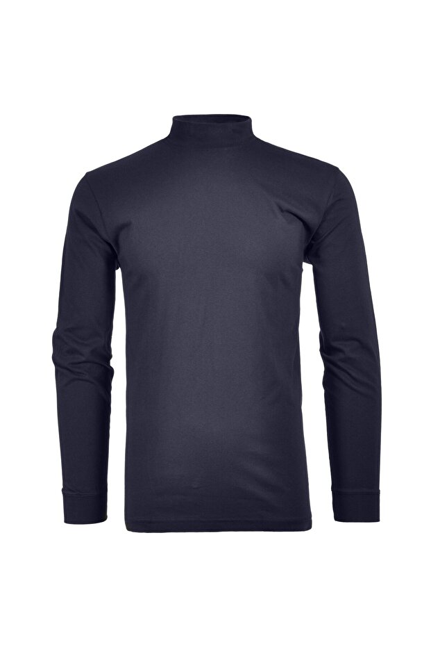 Herren Stehkragen-Pullover - Langarm Basic Stehkragen Regular, Single Jersey, einfarbig - 1