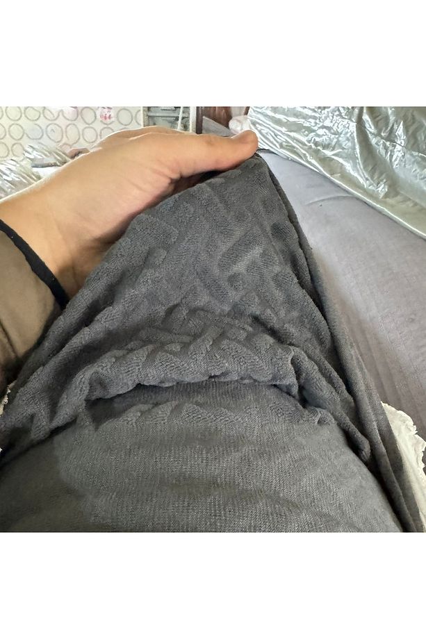 Tuğla Desen Koltuk Örtüsü Lastikli Kayma Yapmayan 3 Kişilik Çekyat Kanepe Kılıfı 1 Adet Antrasit - 6