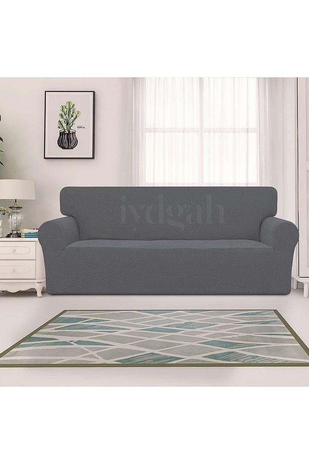 Tuğla Desen Koltuk Örtüsü Lastikli Kayma Yapmayan 3 Kişilik Çekyat Kanepe Kılıfı 1 Adet Antrasit - 3