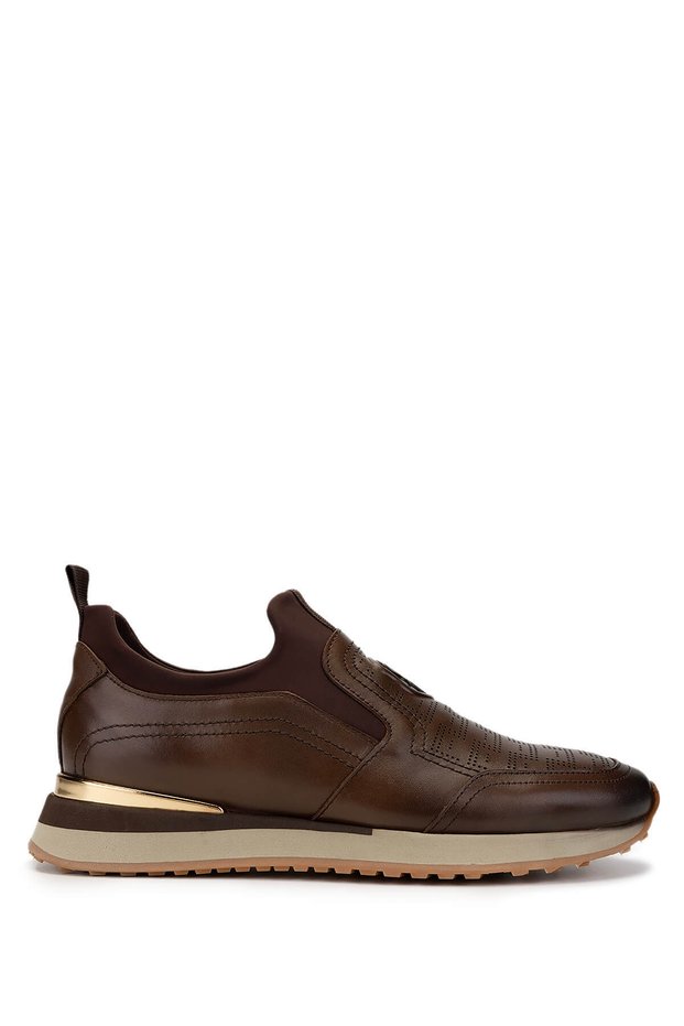 Men's Genuine Leather Brown Sneakers & Sports Shoes