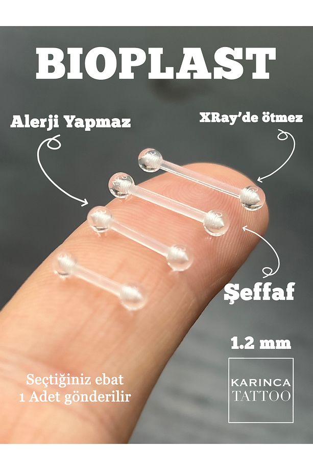 Düz Bar Çubuk Bioplast Piercing Conch Tragus Dudak Septum Smiley Forward Helix Nipple Bridge Kulak - 4