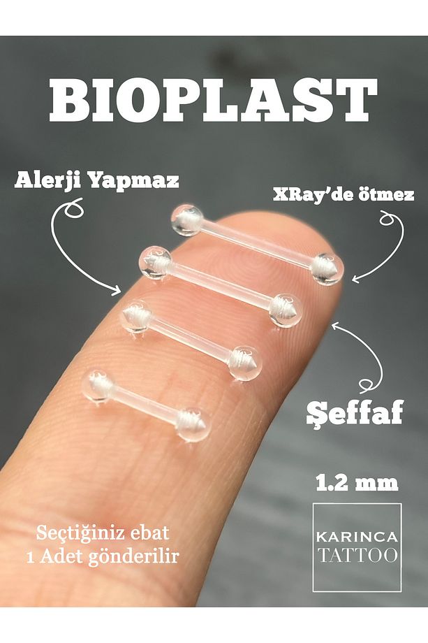 Düz Bar Çubuk Bioplast Piercing Conch Tragus Dudak Septum Smiley Forward Helix Nipple Bridge Kulak - 2