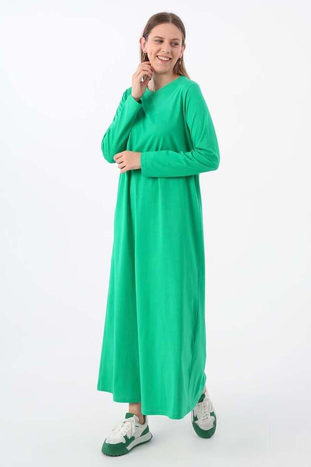 Rochie verde cu mânecă lungă - 3