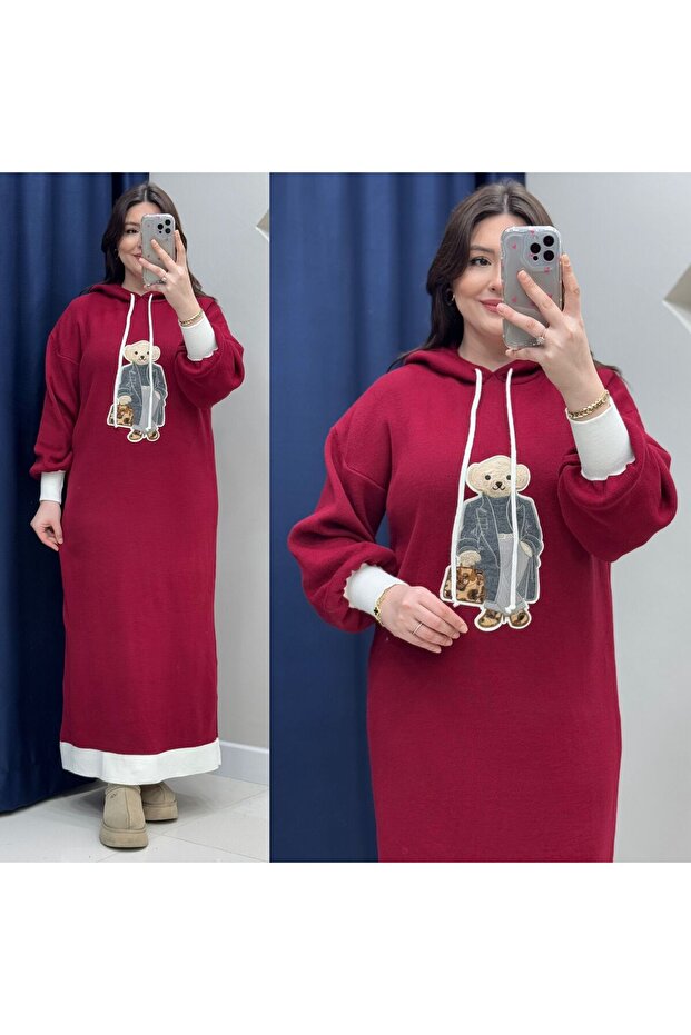 Ayıcık Triko Elbise Kapüşonlu - 3