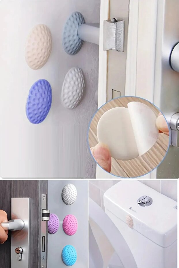 4 Adet Silikon Duvar Koruyucu Yapışkanlı Kapı Stoperi Beyaz - 3