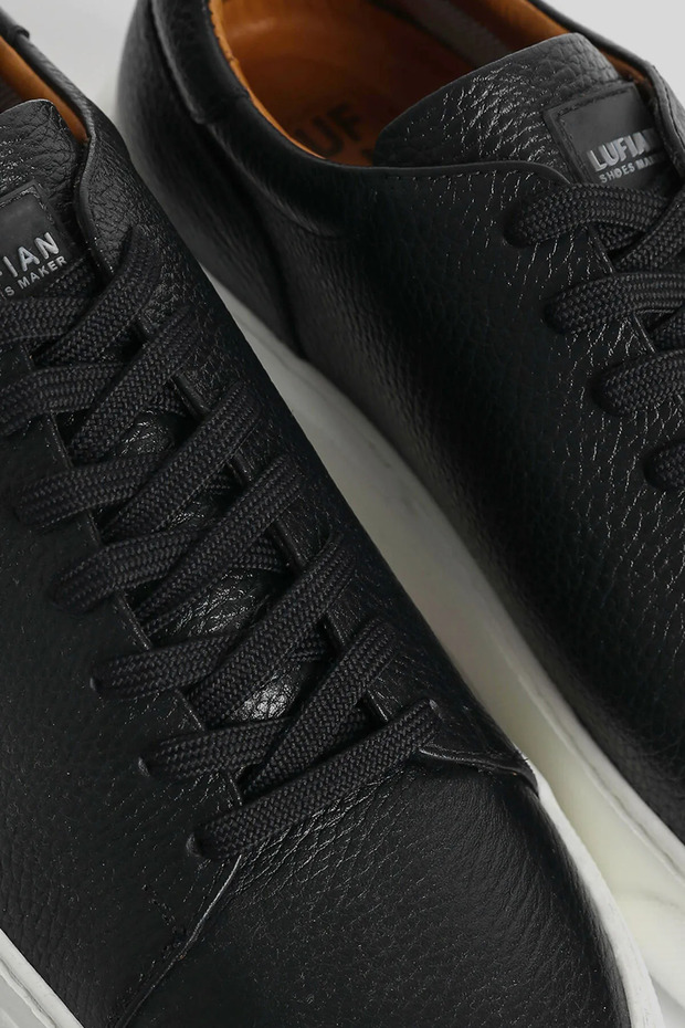 Tommy Erkek Deri Sneaker Ayakkabı SİYAH BEYAZ - 4