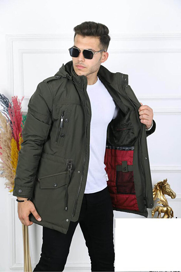 Kapşonlu Uzun Kaban - 1