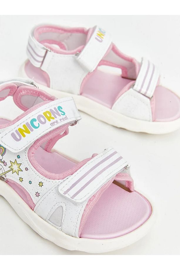 LCW STEPS Beyaz Cırt Cırtlı Çift Bantlı Kız Çocuk Sandalet - 3