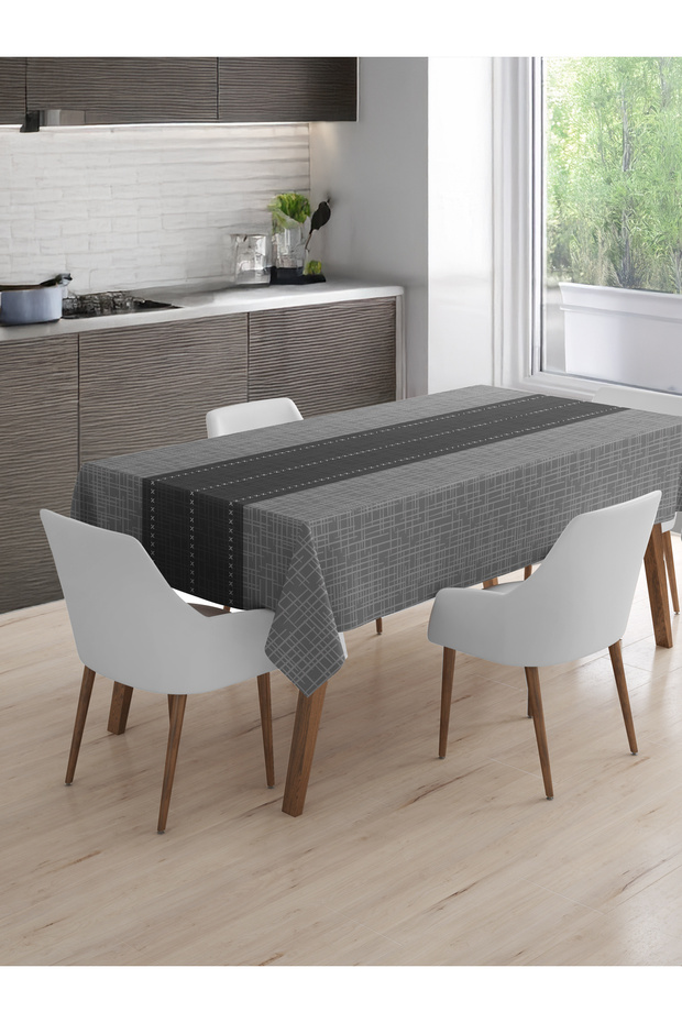 مفرش طاولة شانتوك عملي باللون الرمادي مناسب للاستخدام اليومي - 1