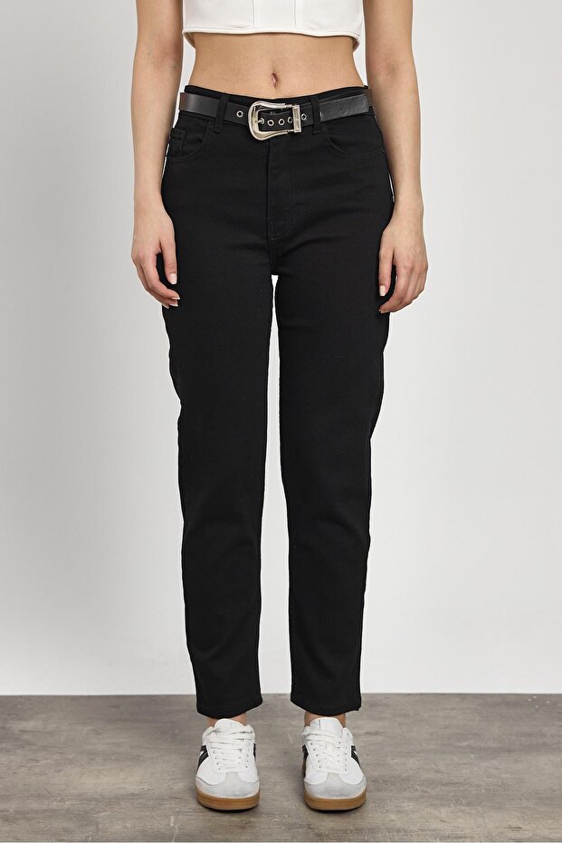 Model 2015 Jeans Negru - Curea Detaliată - 2