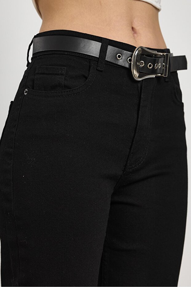 Model 2015 Jeans Negru - Curea Detaliată - 4