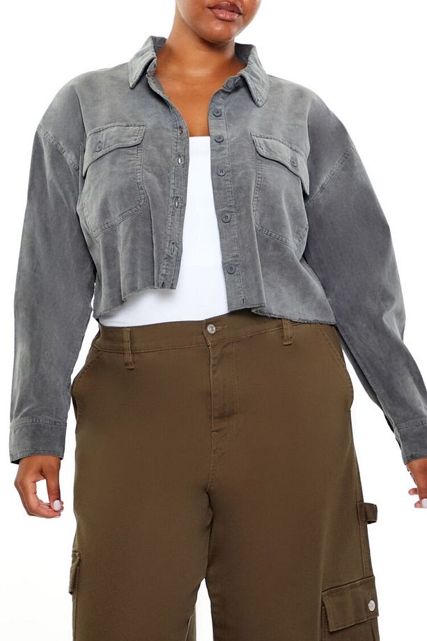 Plus Size Crop Gömlek - 2