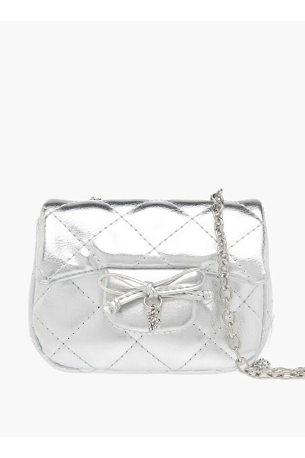 Flora Bella Quilted Crossbody Bag with Button Closure and Chain Strap - W 12 x H 8 x D 5 cm