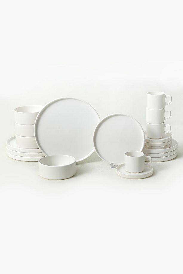 Mat Beyaz Stackable Yemek / Kahvaltı Takımı 20 Parça 4 Kişilik - 6