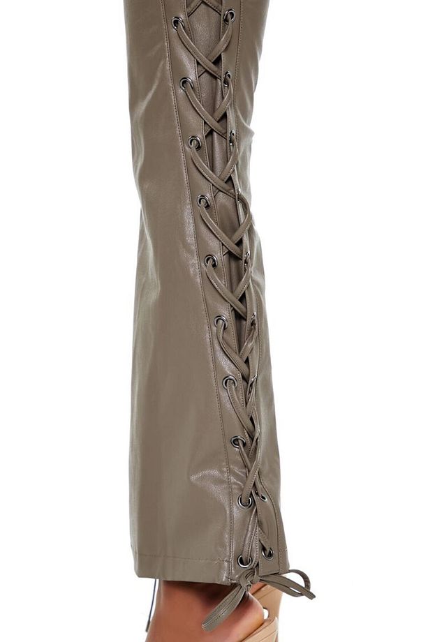 Suni Deri Bootcut Pantolon - 6