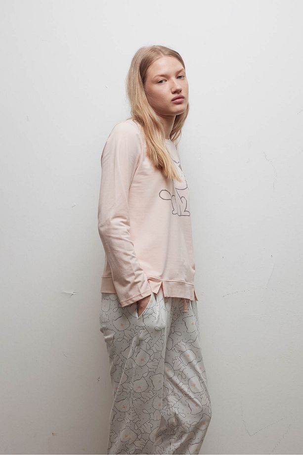 Kadın Pamuklu Uzun Kollu Pijama Üstü - 5