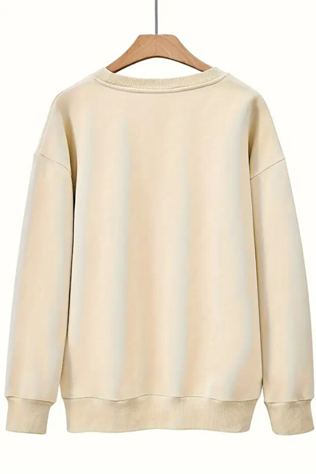 Kadın Bisiklet Yaka Basic Oversize Sweatshirt - 4