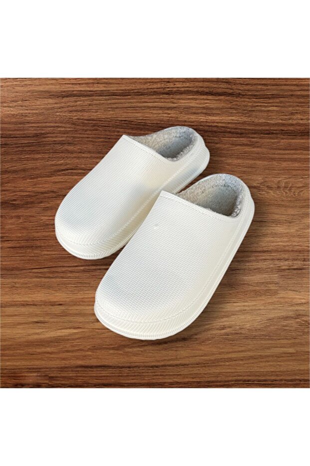 Men's Cream Furry Slip-Resistant Light Sole Office Home Casual Slippers