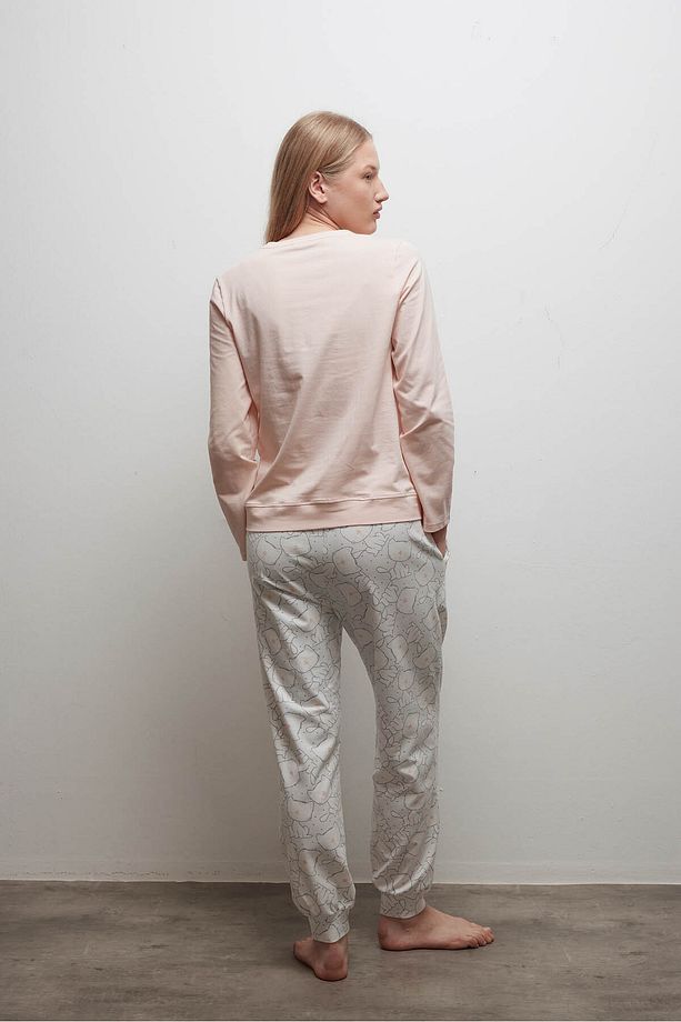 Kadın Pamuklu Uzun Kollu Pijama Üstü - 4