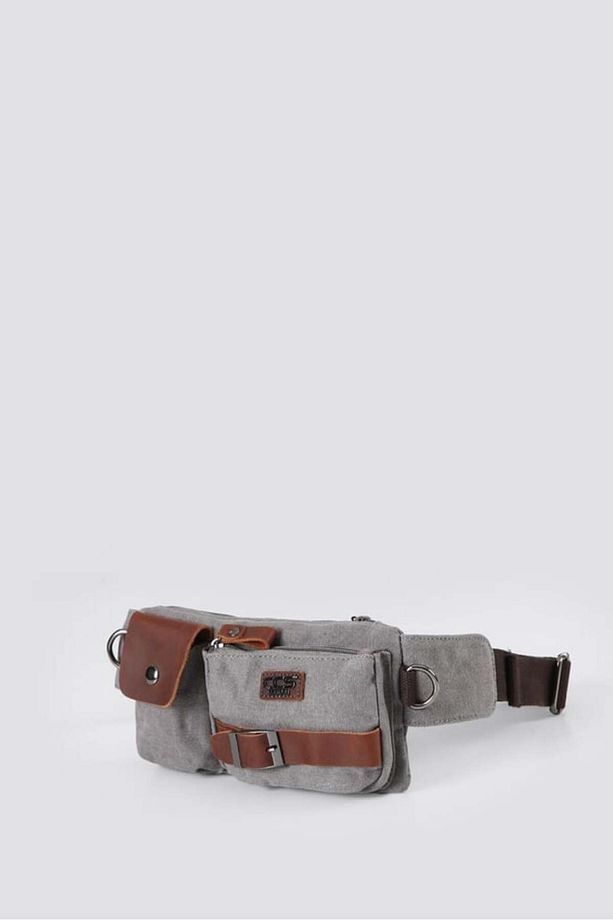 ÇÇS 31459 Kanvas Kumaş Askılı Bel ve Omuz Çantası GREY - 2