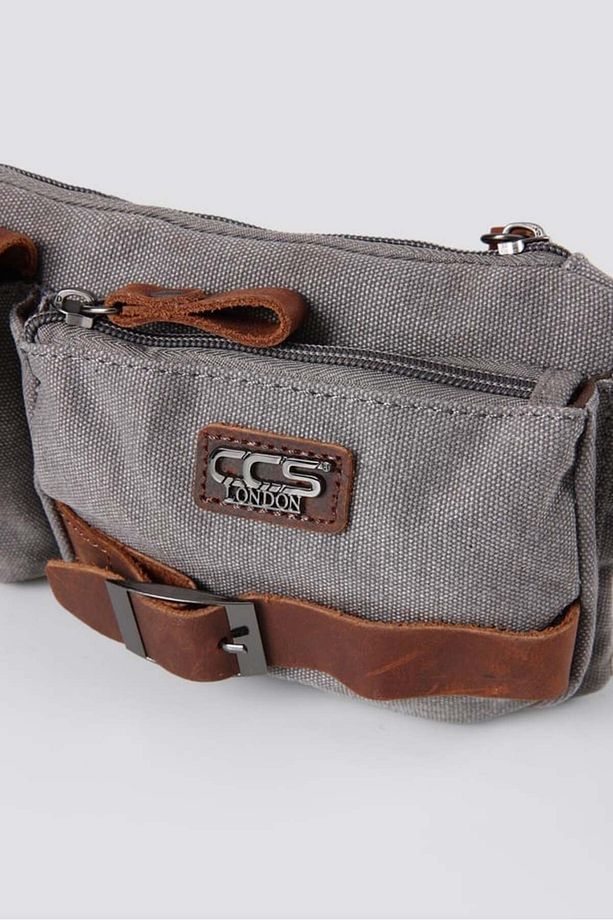 ÇÇS 31459 Kanvas Kumaş Askılı Bel ve Omuz Çantası GREY - 5