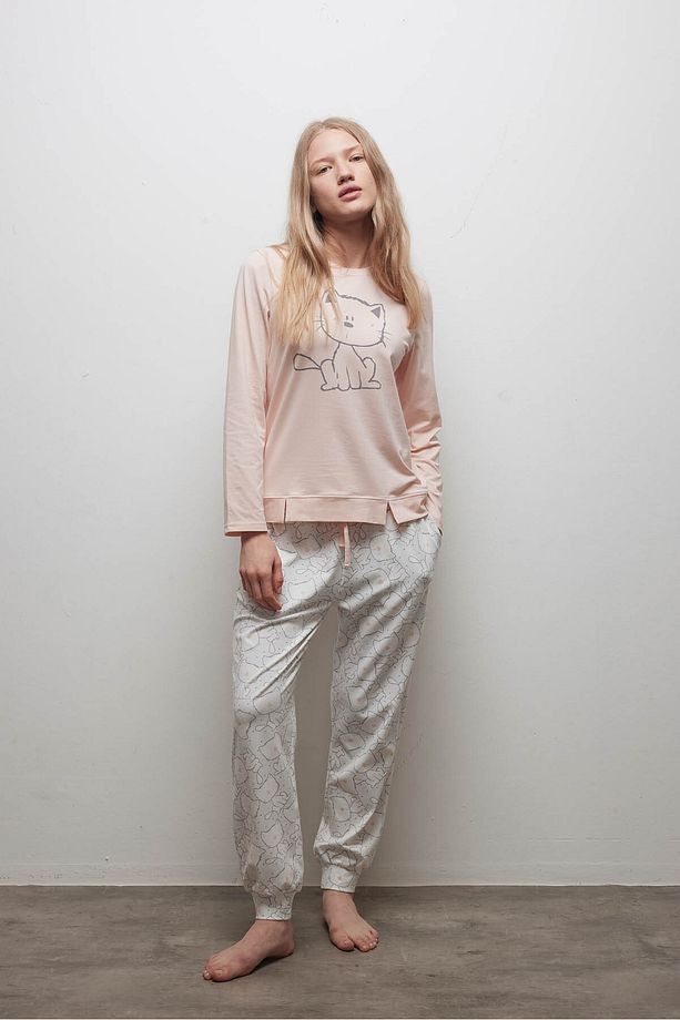 Kadın Pamuklu Uzun Kollu Pijama Üstü - 3