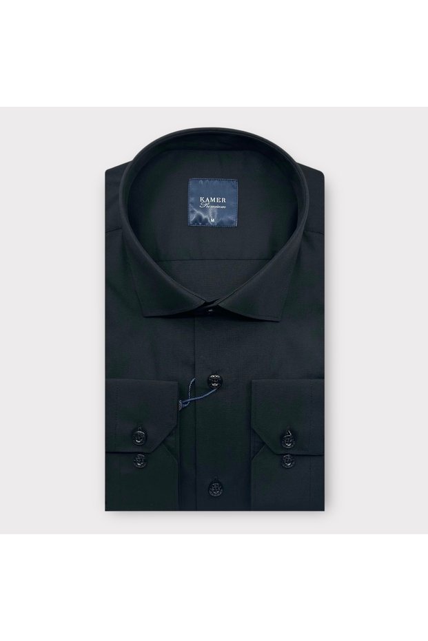 Big Size (Battal) Tericoton Black Shirt 3401S