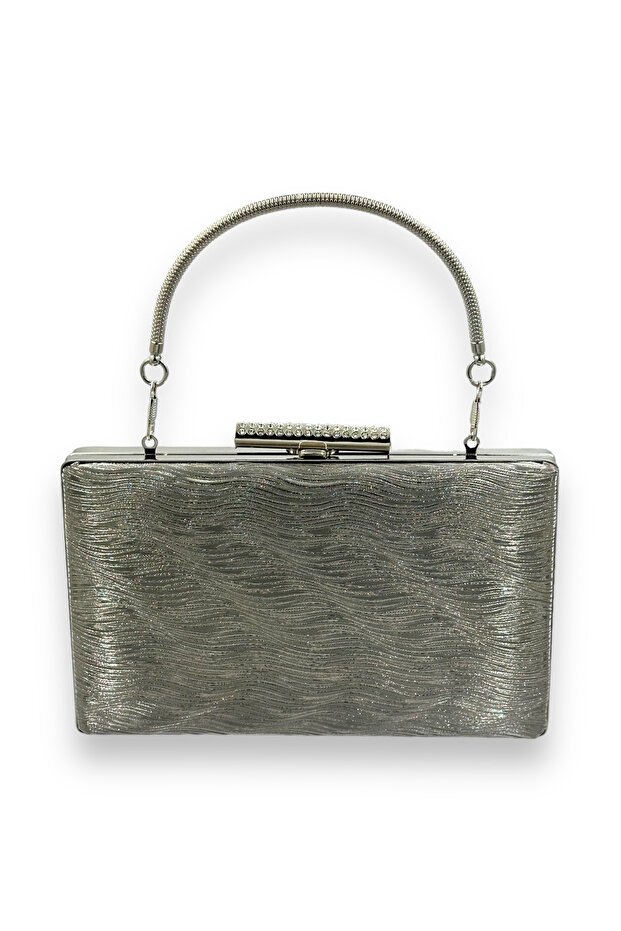 Anthracite Gray Color Laser Waterway Patterned Evening Dress Bag Evening Bag Henna Bag