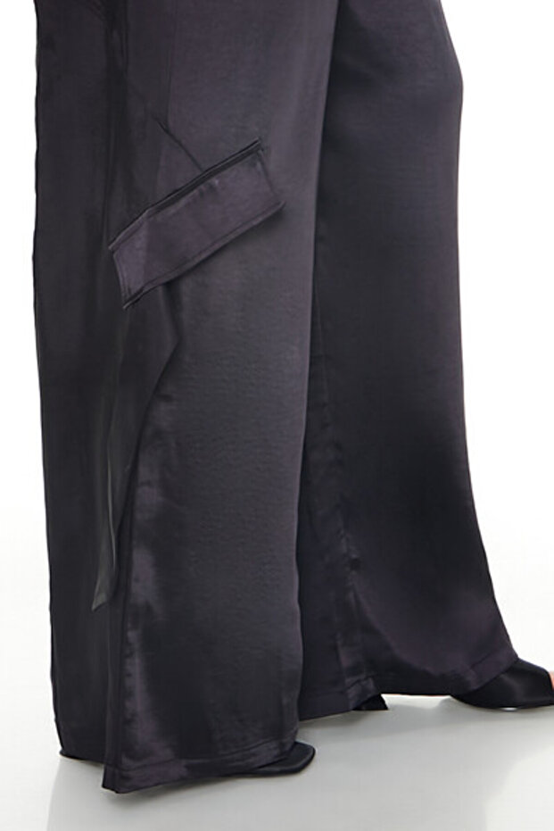 Plus Size Saten Kargo Pantolon - 3