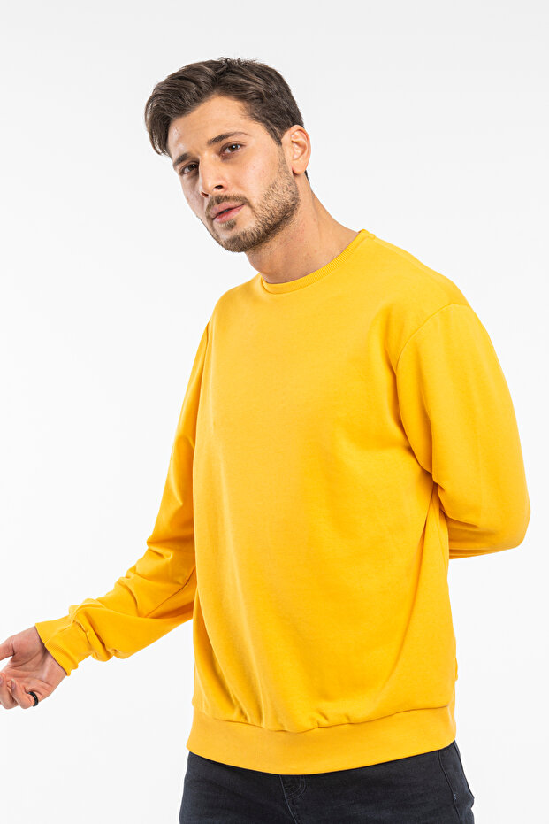 Men's Crew Neck Comfortable Fit 3 Yarn Inner Fleece Thick Sweatshirt Spr25Sw36