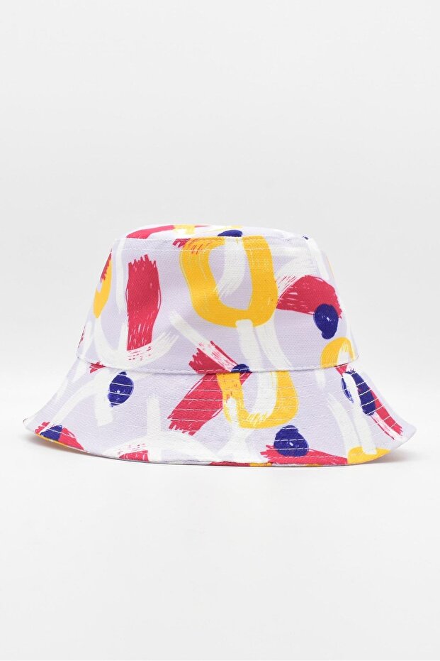 Printed Pattern Fisherman Hat Summer Travel Outdoor Bonnet Beanie Bucket Hat White