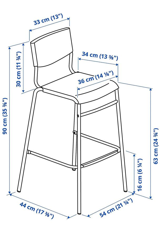 Bar Taburesi Bar Sandalyesi İç İçe Geçebilir Siyah 63cm BC012 - 8