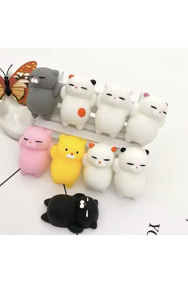 10 ADET KEDİ HAYVAN FİGÜRLÜ SUKUŞİ squishy oyuncak (farklı renkler) - 6