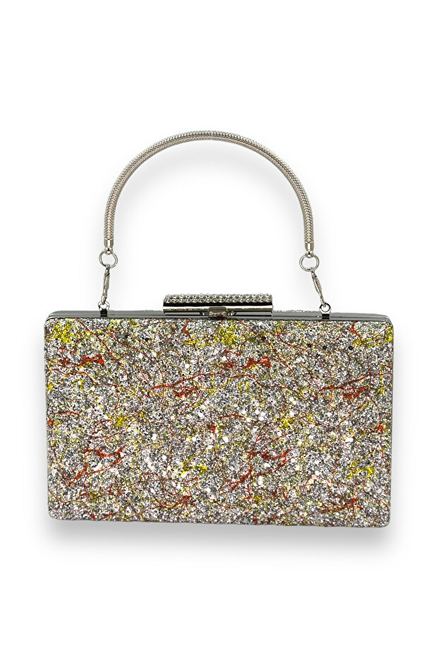 Sequin Embroidered Patterned Colorful Evening Dress Bag Evening Bag