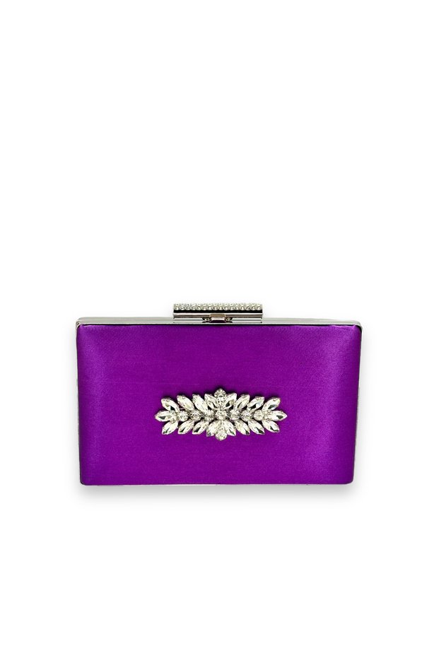 Purple Color Satin Crystal Stone Evening Dress Bag Evening Bag Henna Bridal Bag Clutch Portfolio